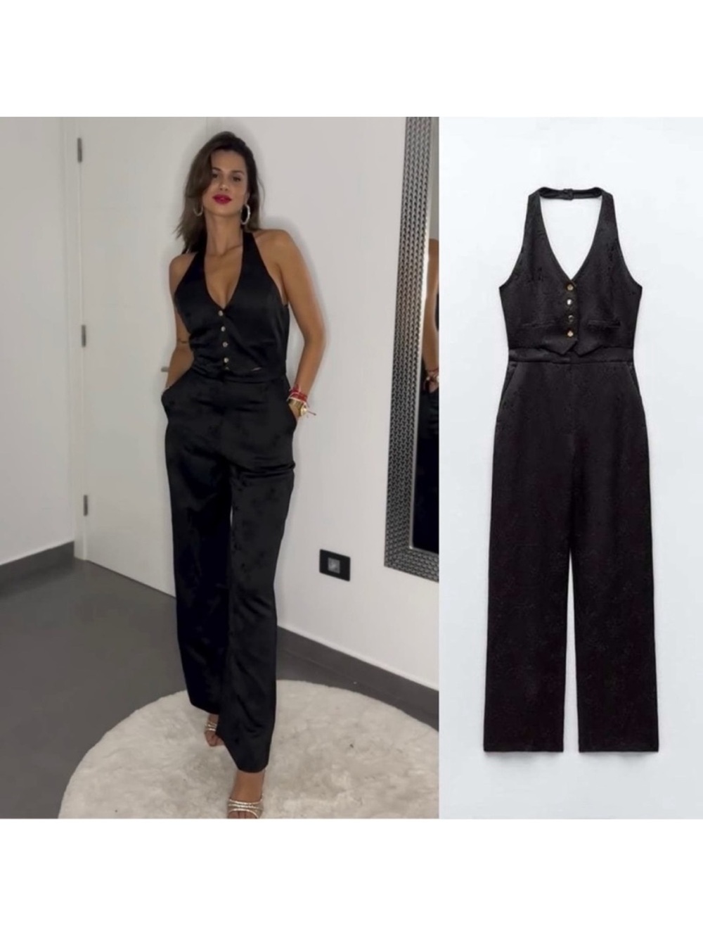 Zara jacquard Halter Jumpsuit